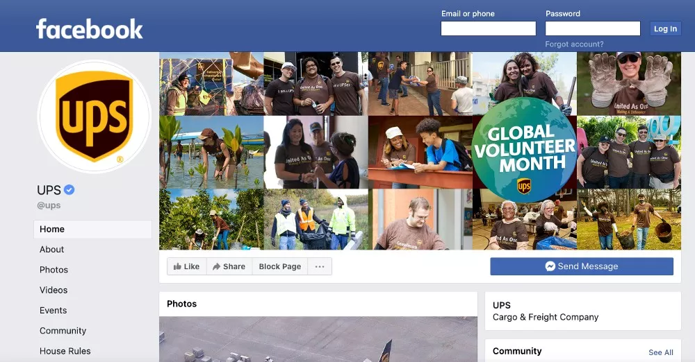 Enterprise SEO & Social Media UPS Facebook Example