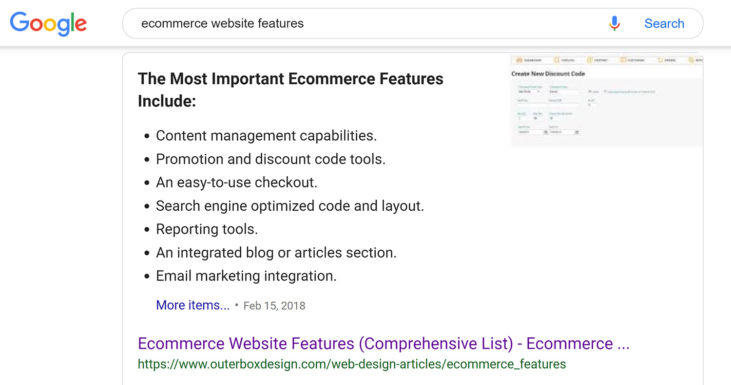 Featured Google Result Content
