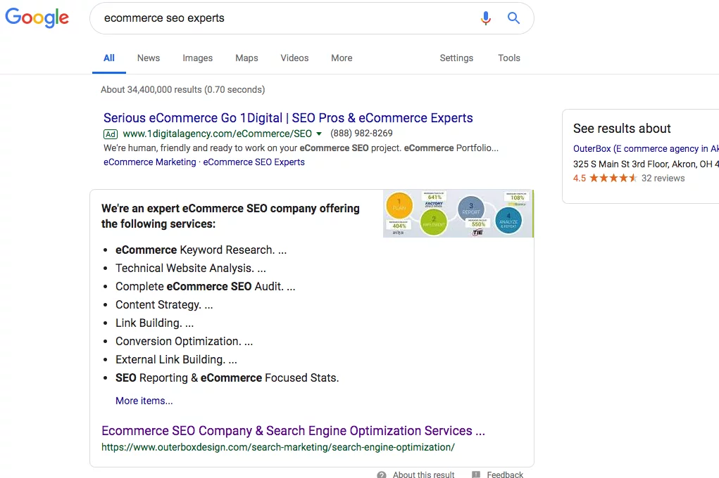 SEO Results Example