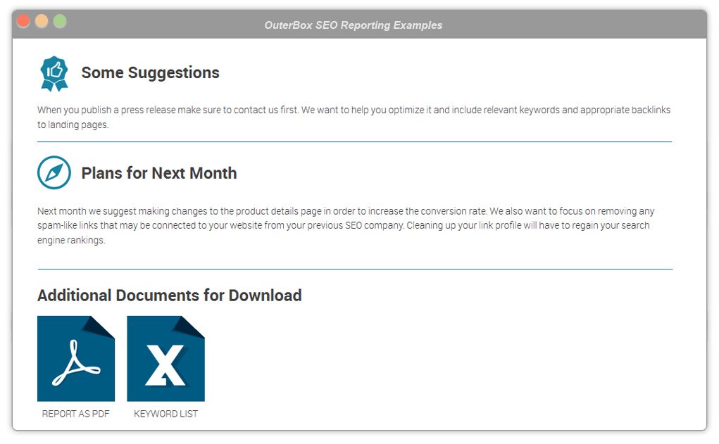 SEO report screenshot
