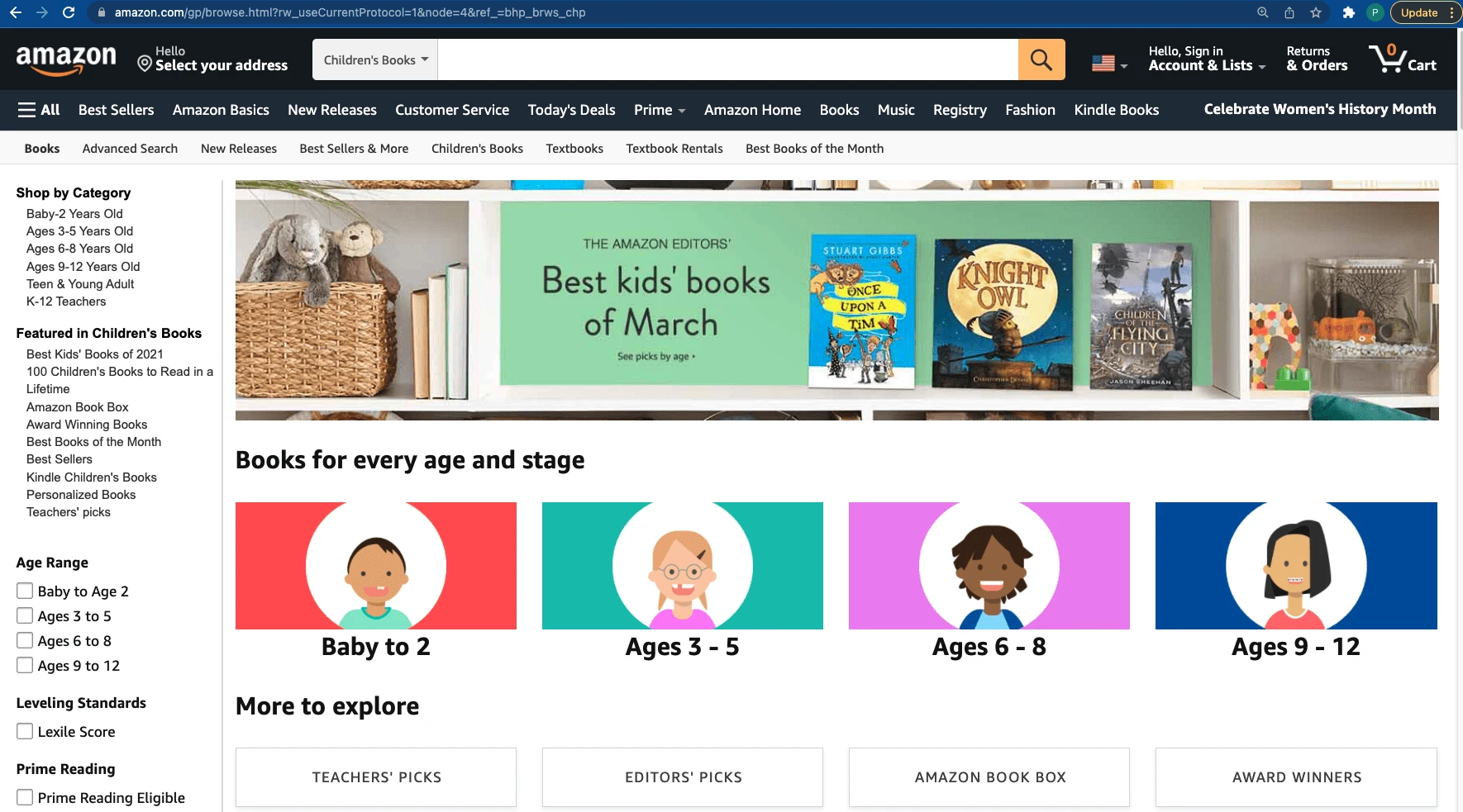 Example eCommerce Category for SEO research