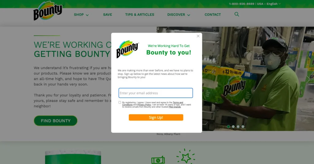Example from Bounty on how to Retain Customers in Spite of Supply Chain Issues