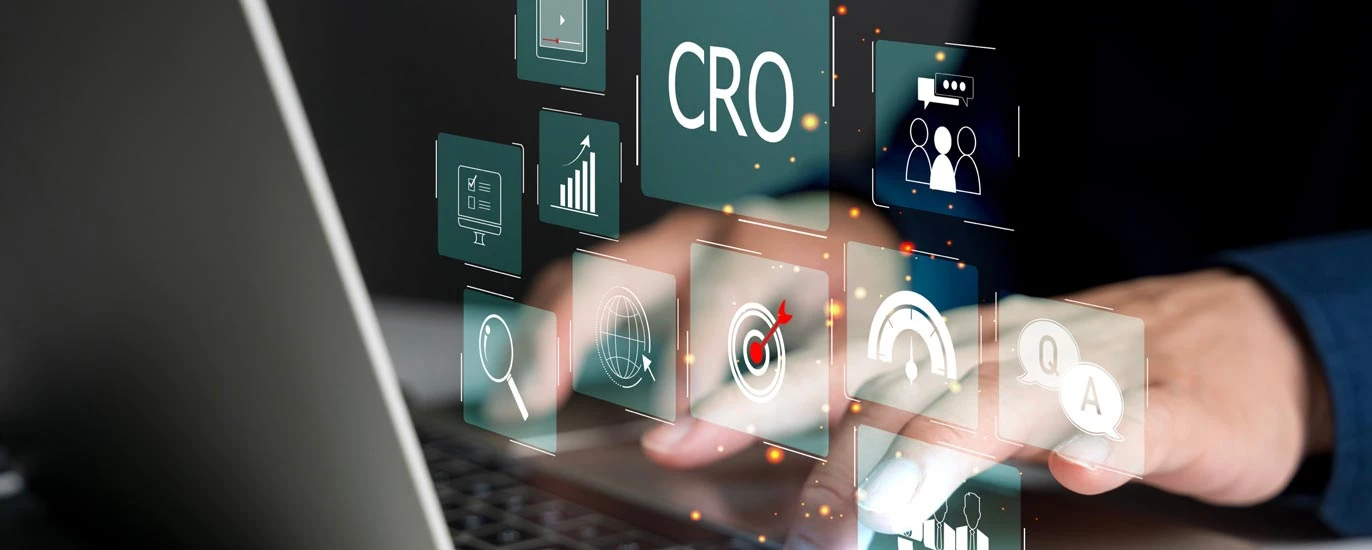 Website conversion rate optimization illustration showing data analysis and user engagement improvements