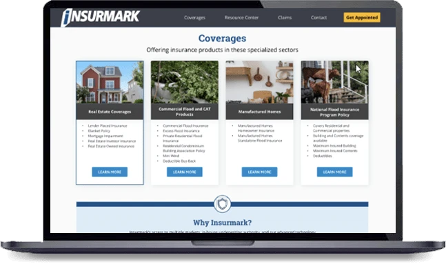 Screenshots of before and after a CRO test for an insurance company