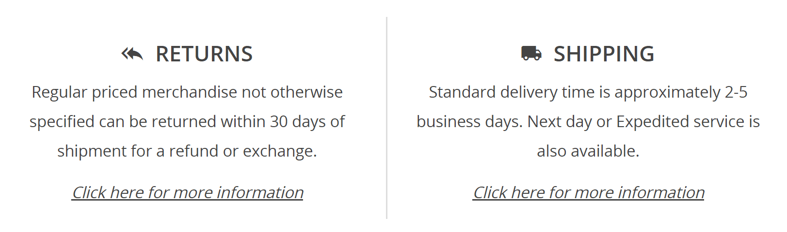 Dillard's screenshot showing return policies