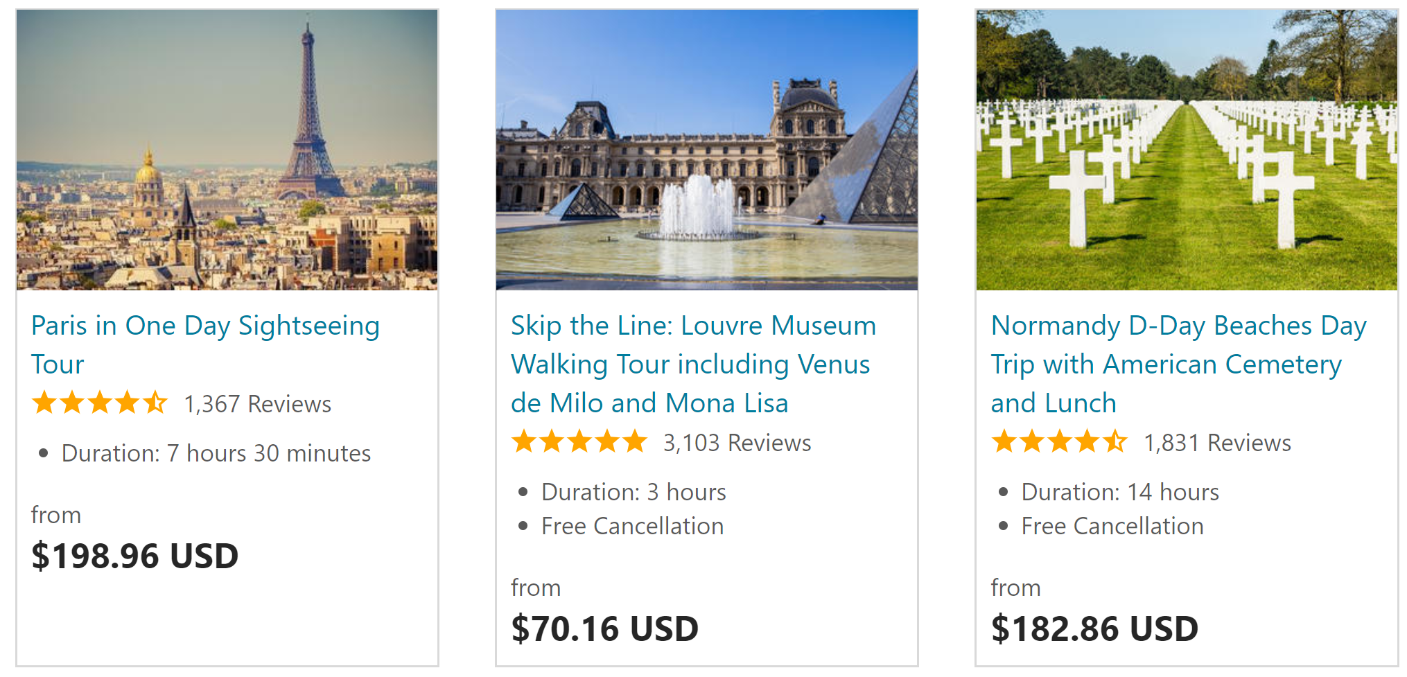 Products showing prominent reviews