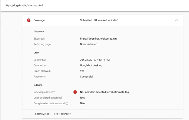 Noindex URLs in sitemap