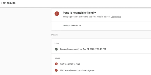 Mobile friendly SEO test by Google