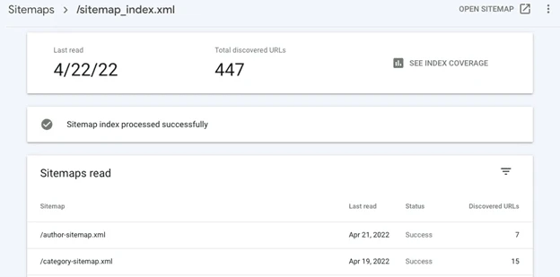 ecommerce sitemap example in Google Search Console