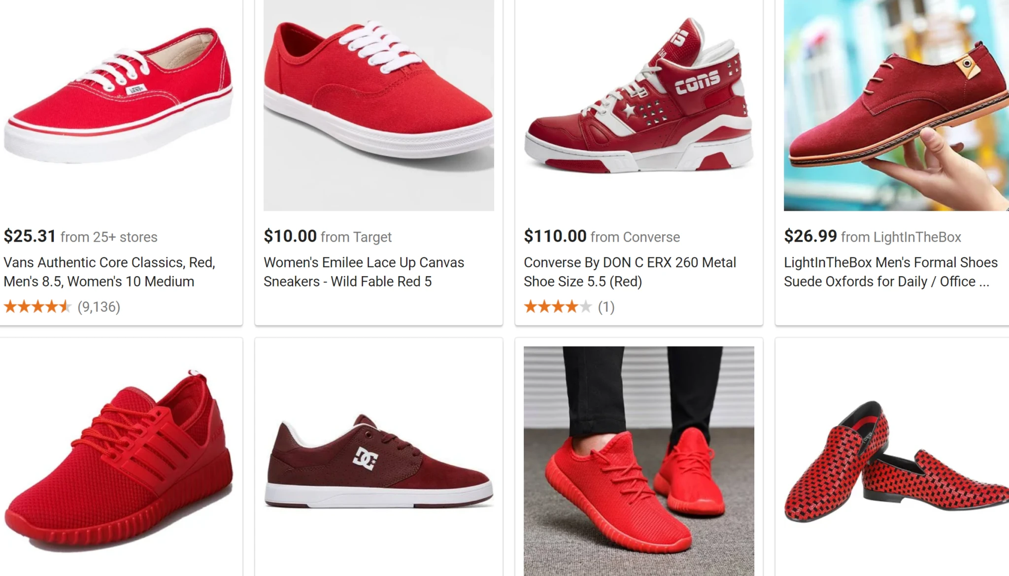 Screenshot showing non-unified product images