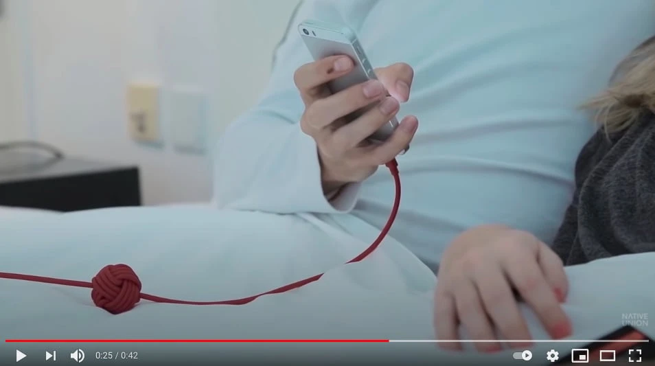 Screenshot from a Native Union product video explaining their “night cable”.