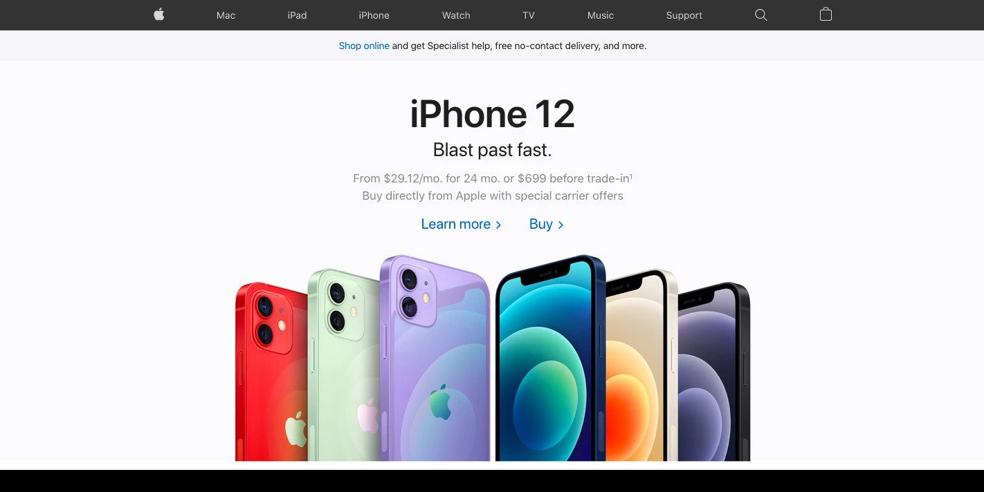 a screenshot showing consistent navigation from apple