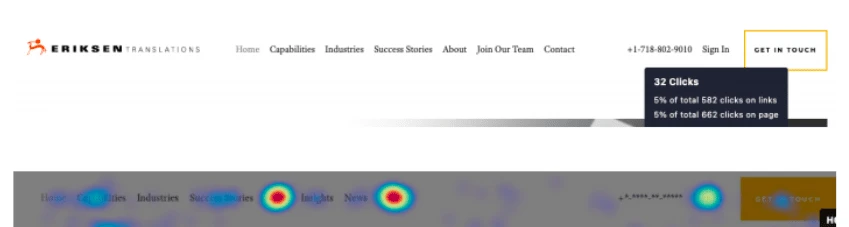 Sticky Navigation Heat Map Results