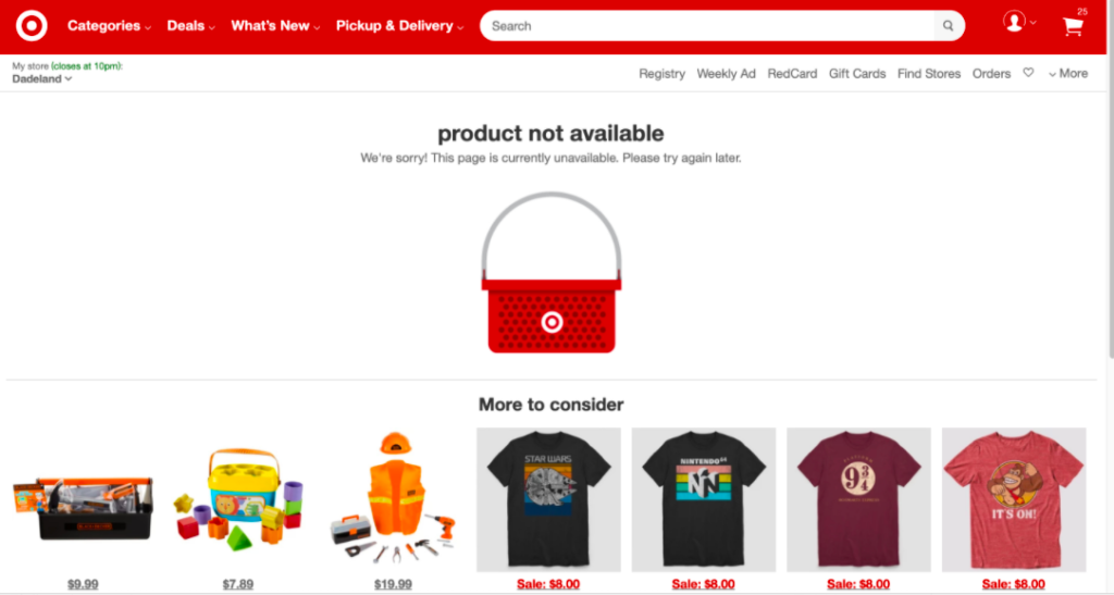 Example from target of suggesting alternatives to retain customers during supply chain issues