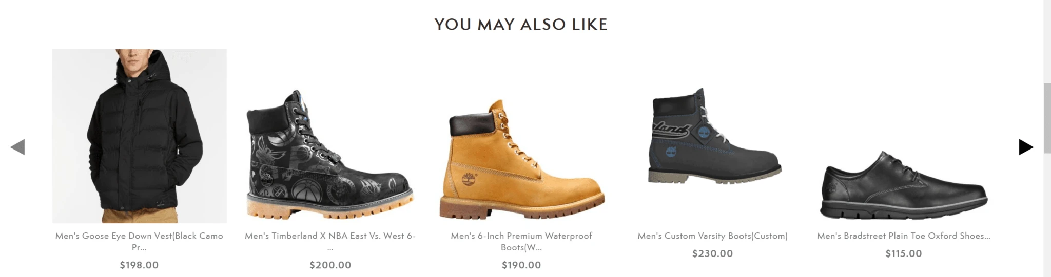 Timberland screenshot showing multiple options.