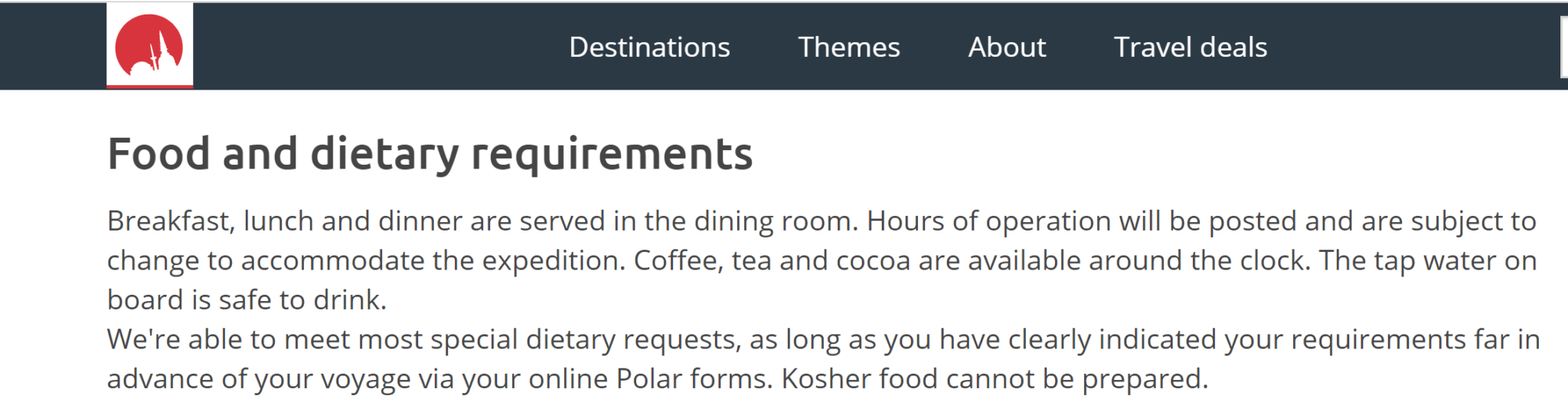 FAQ section on travel website