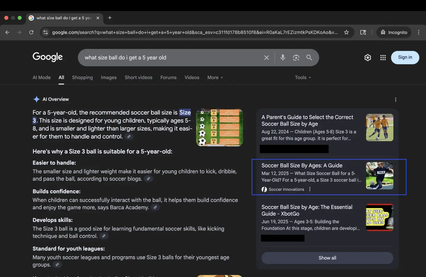 Aioverview Ball Size