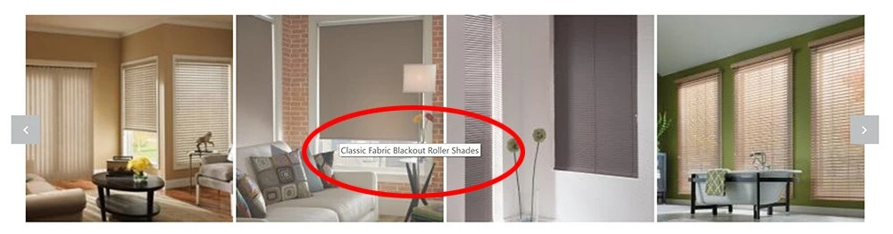 Window shade image label example for seo on site optimization