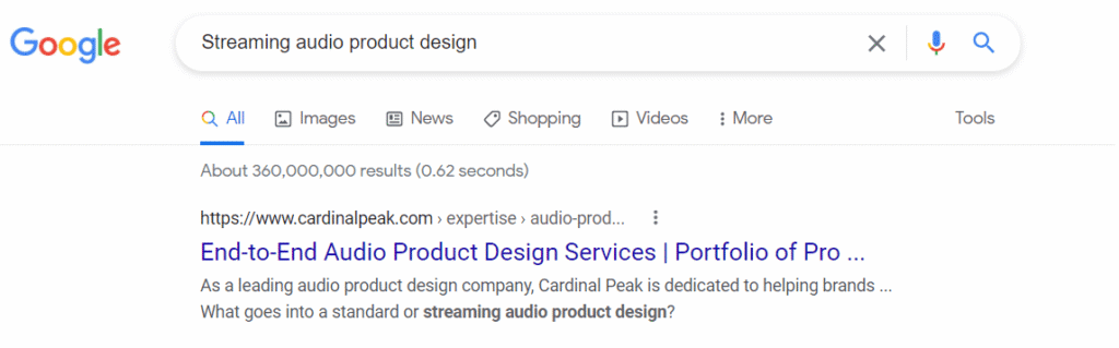 Cardinal Peak Search Result