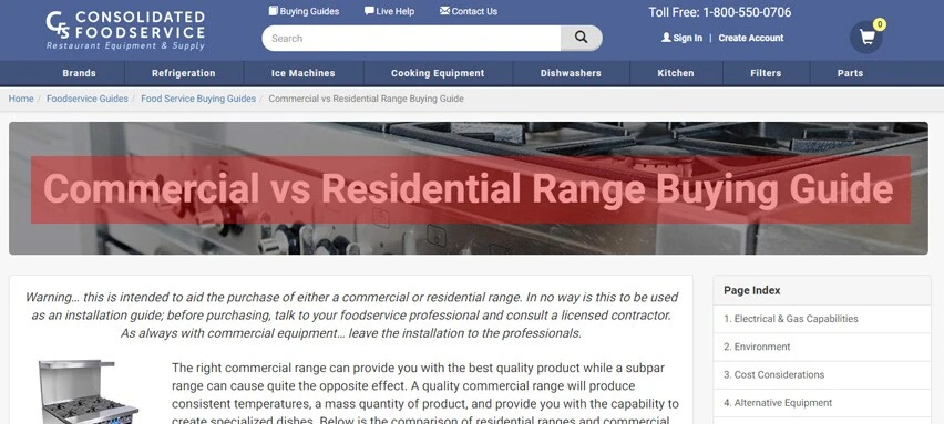 Commercial range buying guide H1 example for onsite seo page structure