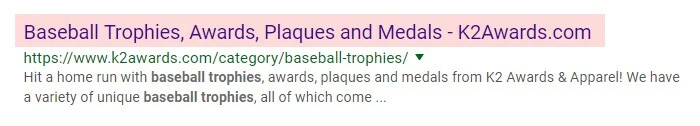Search result title tag example for an on-page seo guide