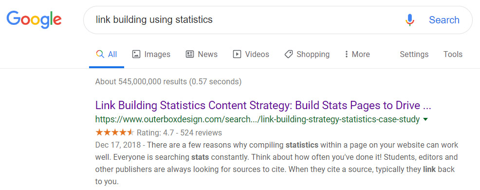 Link Building Using Statistics