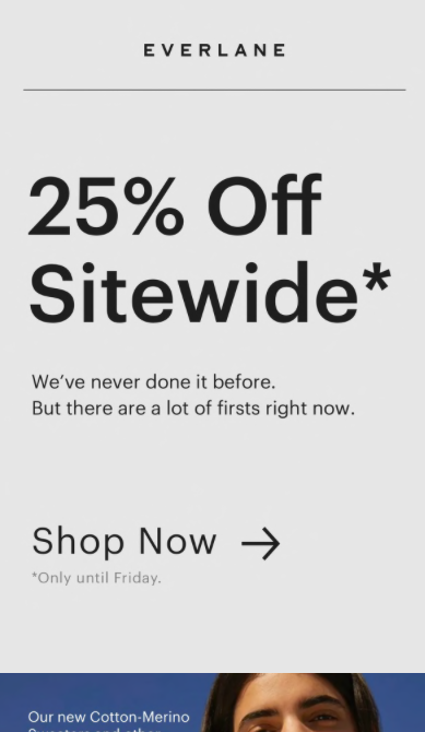Everlane email sharing a common feeling right now firsts