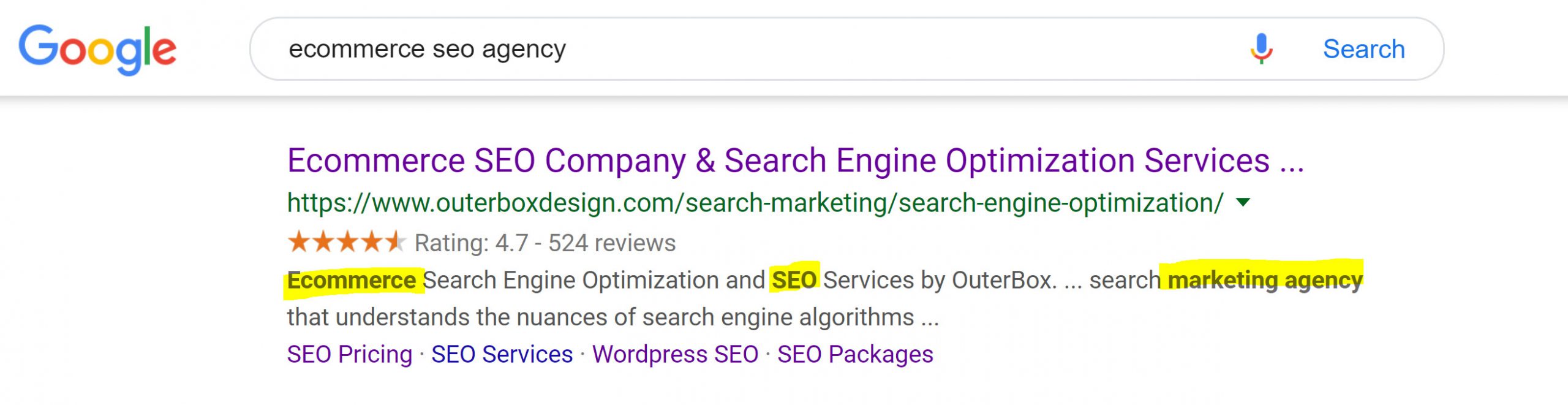 SEO SERP Bold Keywords