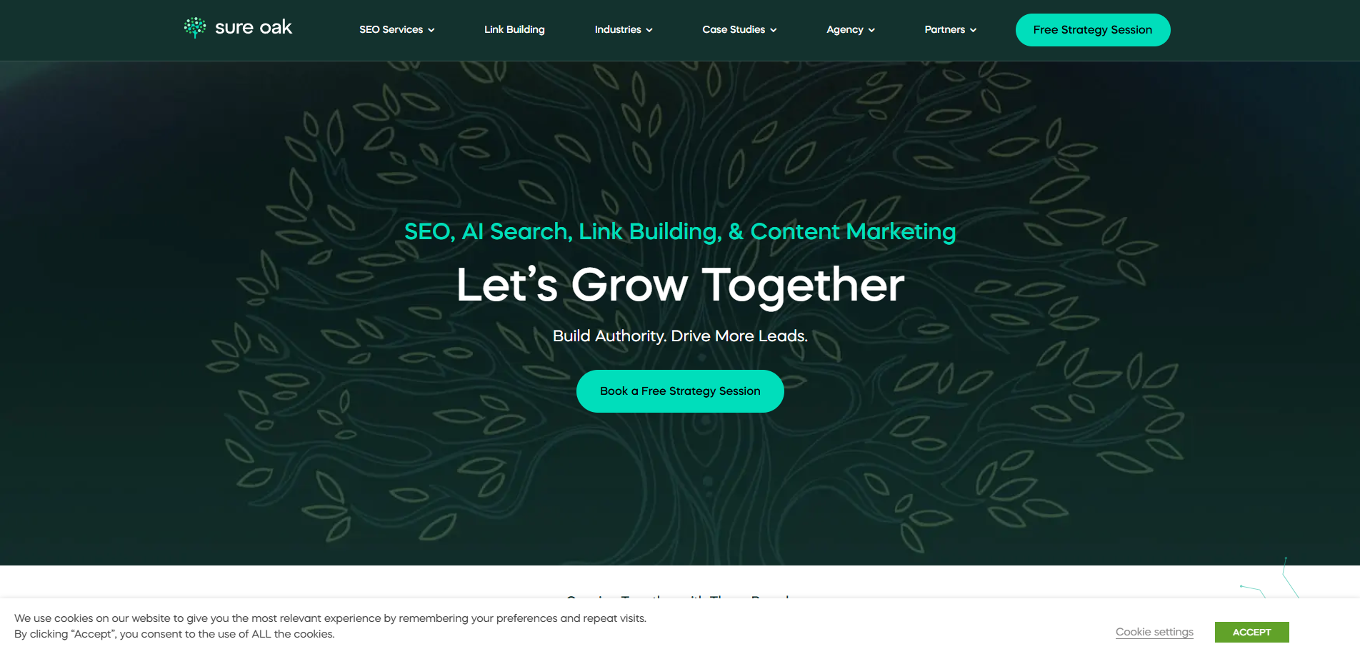 Sure Oak homepage screenshot for eCommerce SEO companies comparison