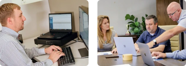 Amazon PPC experts from OuterBox discussing a client's Amazon campaign.