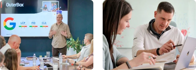 OuterBox team presenting content marketing strategy services during a digital marketing planning session