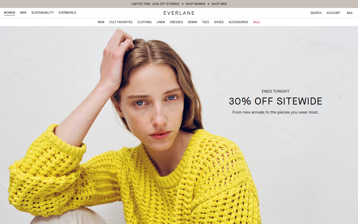 Clear ecommerce navigation example with scannable category links to improve website conversion rate