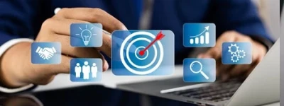 Conversion rate optimization dashboard icons on a business laptop screen