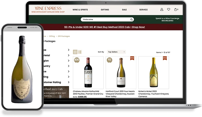 Wine Express website migration services case study shown on desktop and mobile