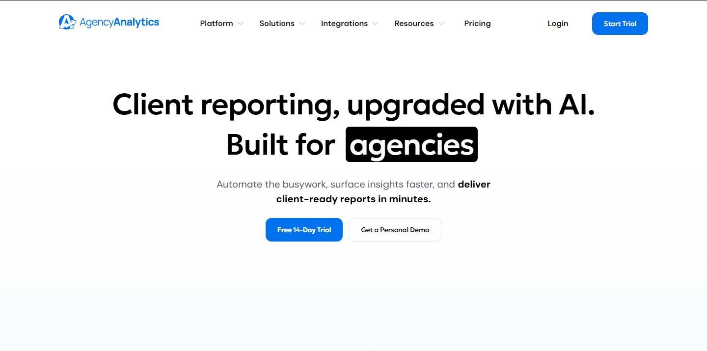 AgencyAnalytics client-facing SEO reporting dashboard software
