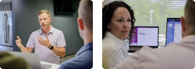B2B ecommerce website design team reviewing UX, catalog, and buyer path requirements