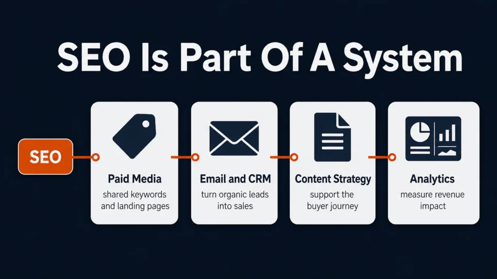 How a good SEO company connects SEO with paid media, email and CRM, content strategy, and analytics