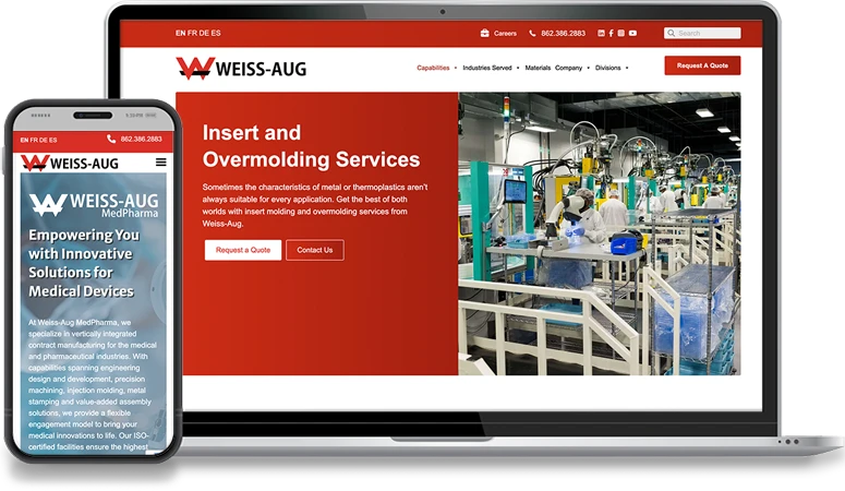 Weiss-Aug case study graphic showing manufacturing digital marketing services improving lead quality.