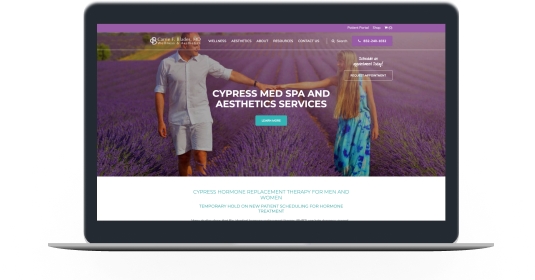 The redesigned Blades Wellness website shown on a laptop, four years after launch