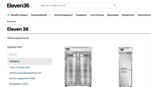 Eleven36 Made in USA product page featuring commercial refrigeration equipment
