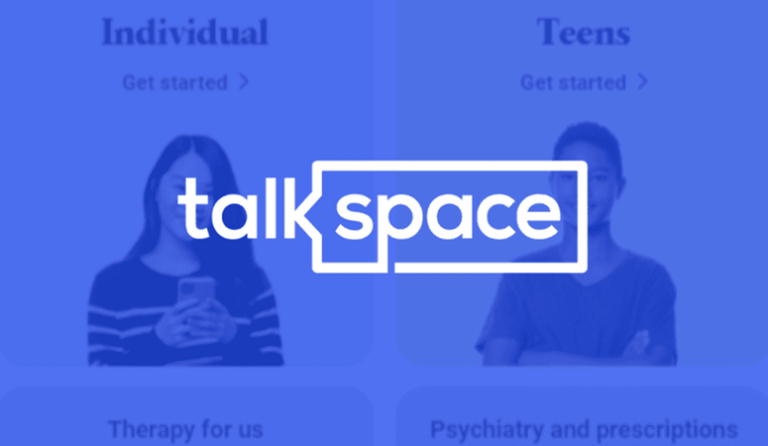 Talkspace therapy options with the Talkspace logo