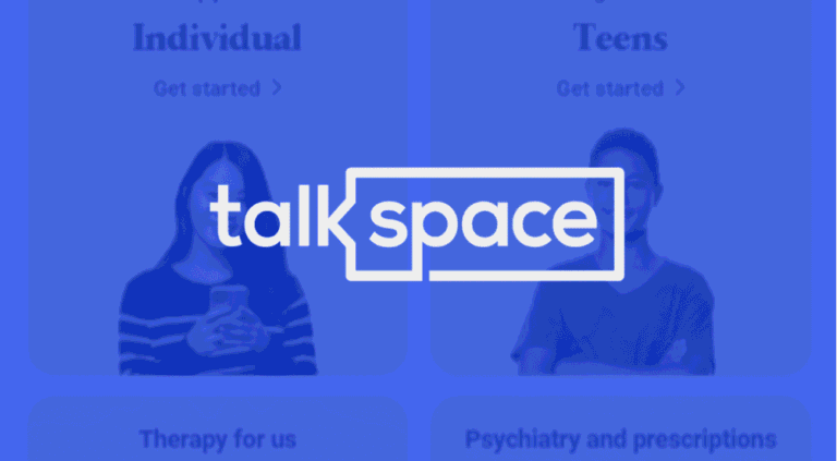Talkspace therapy options with the Talkspace logo