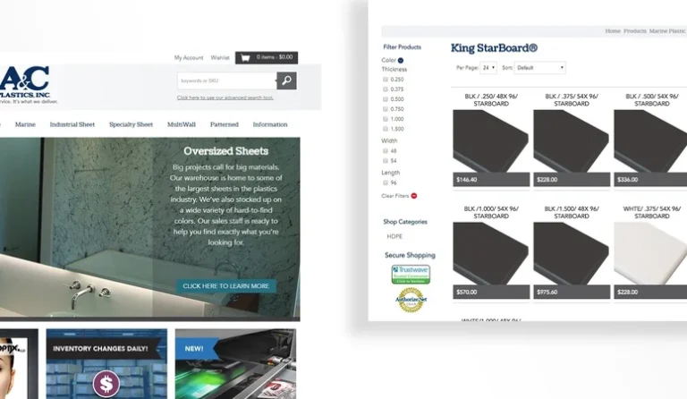 A&C Plastics custom eCommerce website built by OuterBox