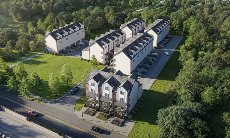 Hilltop Auburn townhome community aerial view